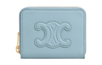 CELINE Triomphe Arc De Triomphe Smooth Cow Leather Card Holder Wallet Women's California Blue