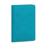 LOUIS VUITTON Pocket Organizer Monogram Taurillon Turquoise
