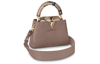 LOUIS VUITTON Capucines Leather With Python Skin One Shoulder Handbag Mini Women's Brown
