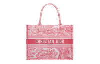 DIOR BookTote Fabric Tote Bag Shopping Bag Handbag Medium Size Women's Pink Peony