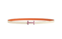 HERMES Leather Belts Women's White, Orange