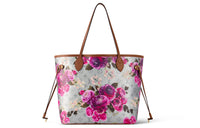 LOUIS VUITTON Neverfull Mm Floral Pattern Silver