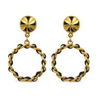 CHANEL 1994 Clover charm Hoop Earrings