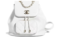 CHANEL Cow Leather Backpack Small Size Women's White