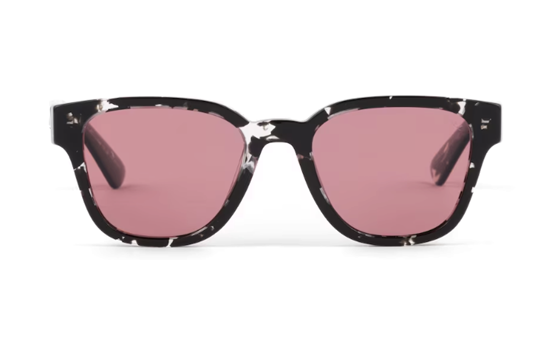 PRADA Acetate Metal Irregular Shape Sunglasses Men's Black