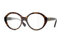 CHANEL Acetate Round Eyeglass Frames Unisex Tortoiseshell