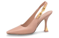 LOUIS VUITTON Sparkle Slim Heel High Heels 9.5cm Women's Nude