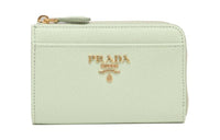 PRADA Leather Wallet Key Pouch Women's Aqua Green