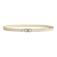 HERMES Calfskin Leather Belts Women's Gray White/Milton Yellow Width 1.3CM