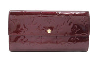 LOUIS VUITTON Sarah Patent Leather Wallet Unisex Burgundy