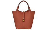 HERMES Picotin Lock Clemence Bullock Leather Handbag 22 Women's 36 Brick Red