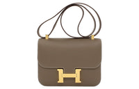 HERMES Constance Epsom Leather Shoulder Bag, Crossbody Bag Women's 18 Etoupe Elephant Gray