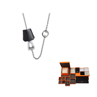 HERMES Calfskin, Metal, Palladium, Shearling, Leather Necklaces Men's Silver