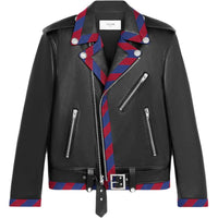 CELINE Braided Biker Zip Up Jacket