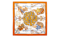HERMES Silk Scarves Women's Orange/White/Rusty Red