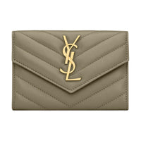 SAINT LAURENT CASSANDRE Lambskin Wallet Women's Moss