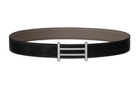 HERMES Leather Belts Women's Black/Tin Gray