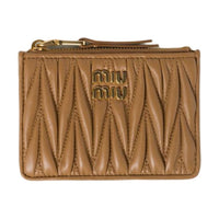 MIU MIU Nappa Leather Card Holder Women's Caramel
