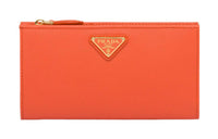 PRADA Saffiano Leather Wallet Large Size Women's Orange