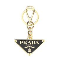 PRADA Logo Plaque Clasp Fastened Keyring