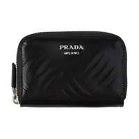 PRADA Brushed Leather Coin Purse Men's Black