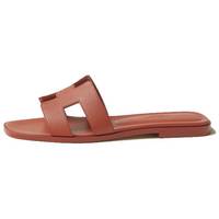 HERMES Oran Slide Slippers Women's Dark Orange