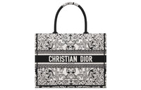 DIOR BookTote Embroidery Tote Bag, Shopping Bag, Handbag Medium Size Women's White/Black