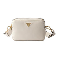 PRADA Leather Crossbody Bag, Shoulder Bag Trumpets Women's White