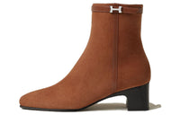 HERMES Hommage Ankle Boots 5cm Women's Lingwind Grass Brown