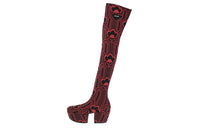PRADA Knee-high Boots Women's Black Red