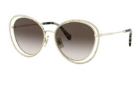 MIU MIU Acetate Irregular Shape Sunglasses Women's Gold