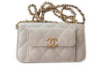 CHANEL 22P Grained Embossed Cow Leather Shoulder Bag Crossbody Bag Mini Women's White