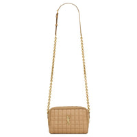 SAINT LAURENT Lambskin Crossbody Bag, Shoulder Bag Women's Natural