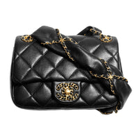 CHANEL Lambskin Mouth Cover Bag Crossbody Bag Mini Women's Black