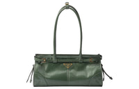 PRADA Leather One Shoulder Handbag Medium Size Women's Sage Green
