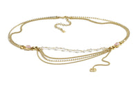 CHANEL Multi-Chain Pearl Design Waist Chains Women's Gold