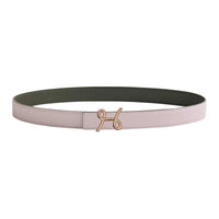 HERMES Belt Calfskin Unisex Light Purple/Gray Green Width: 2.4cm