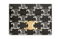 CELINE Triomphe Canvas With Calfskin Card Holder Women's Black