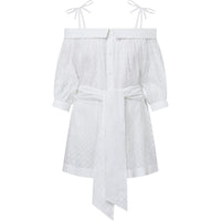 LOUIS VUITTON Monogram Fil Coupé Off-The-Shoulder Shirt Dress