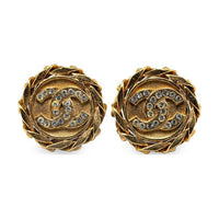 CHANEL 1988 CC logo Chain Edge Clip on Earrings