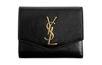SAINT LAURENT Grained Leather Wallet Women's Black