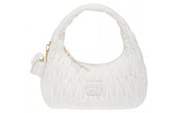MIU MIU Fabric Fiber Pleated Bag Shoulder Bag Handbag Women's White