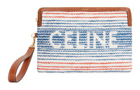CELINE Fabric With Calfskin Clutch Small Size Women's Multicolor