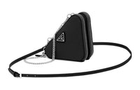 PRADA Saffiano Leather Portable One Shoulder Crossbody Clutches Mini Women's Black