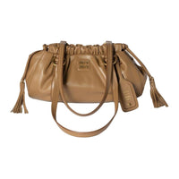 MIU MIU Joie Lambskin Shoulder Bag Small Size Women's Caramel