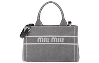 MIU MIU Denim Tote Bag Shopping Bag Shoulder Bag Handbag Small Size Women's Gray