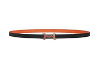 HERMES Leather Belts Women's Black/Orange