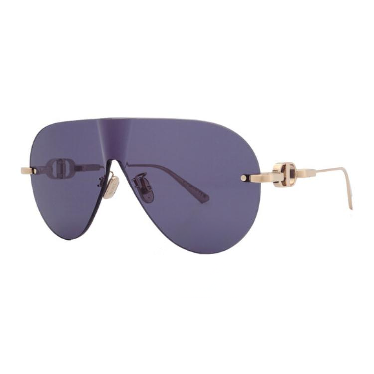 DIOR Metal Irregular Shape Sunglasses Women's Gold