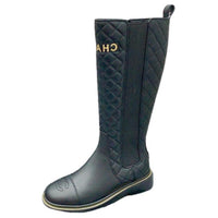 CHANEL Knee-High Chelsea Boots Women's Black