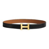 HERMES Calfskin Leather Belts Men's Brown Width 3.2CM